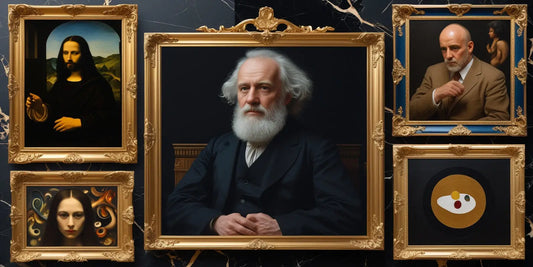 Portrait of an elderly gentleman with long white hair and beard wearing dark Victorian-era clothing.