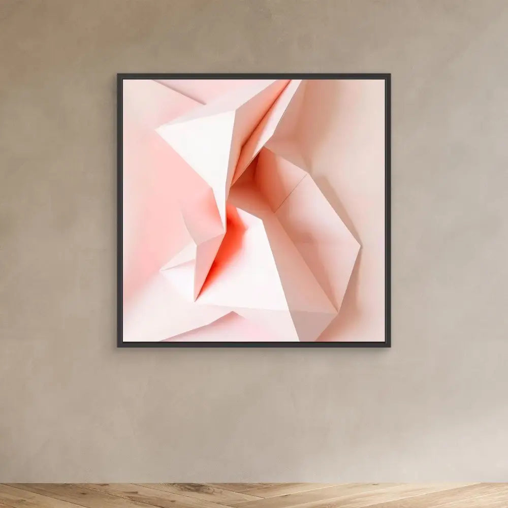 Abstract folded paper art in soft pink tones.