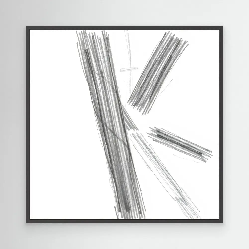 Abstract pencil sketch of intersecting diagonal lines.