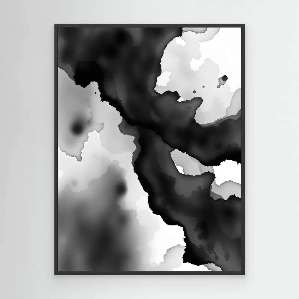 Black and white abstract watercolor pattern with flowing organic shapes.