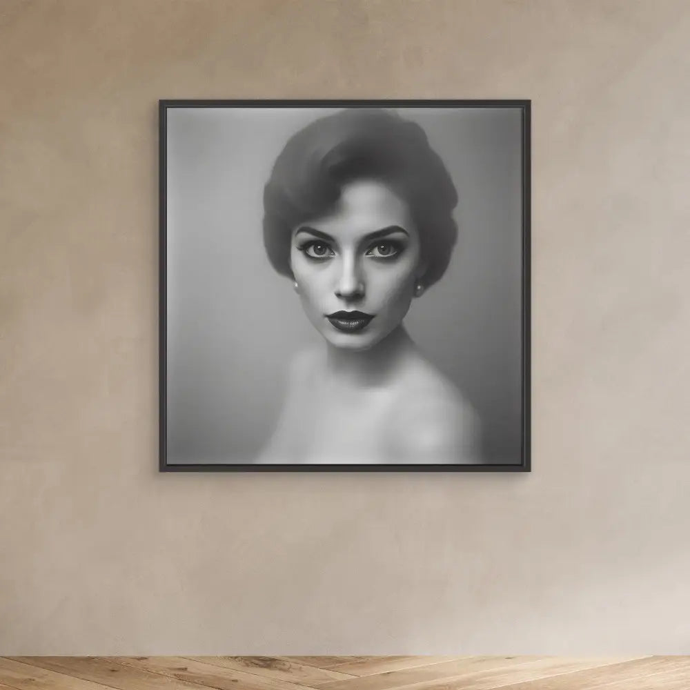 Black and white portrait photograph in a dark frame.