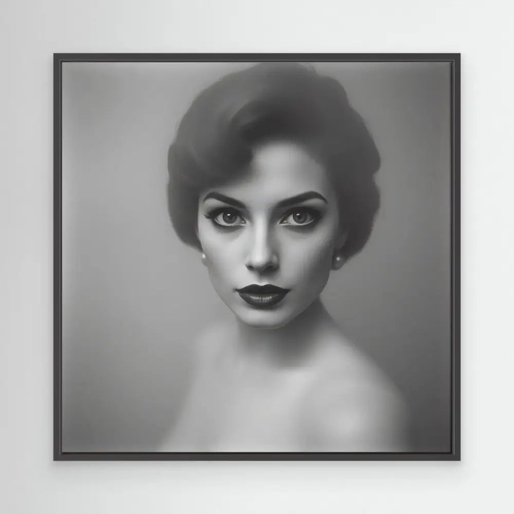 Black and white portrait photograph showing dramatic lighting and classic 1950s styling.