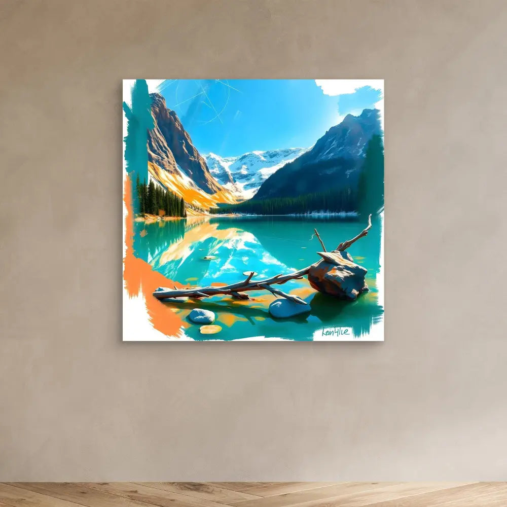 Canvas art print featuring Lake Louise in Banff National Park with its turquoise waters and mountain reflections.