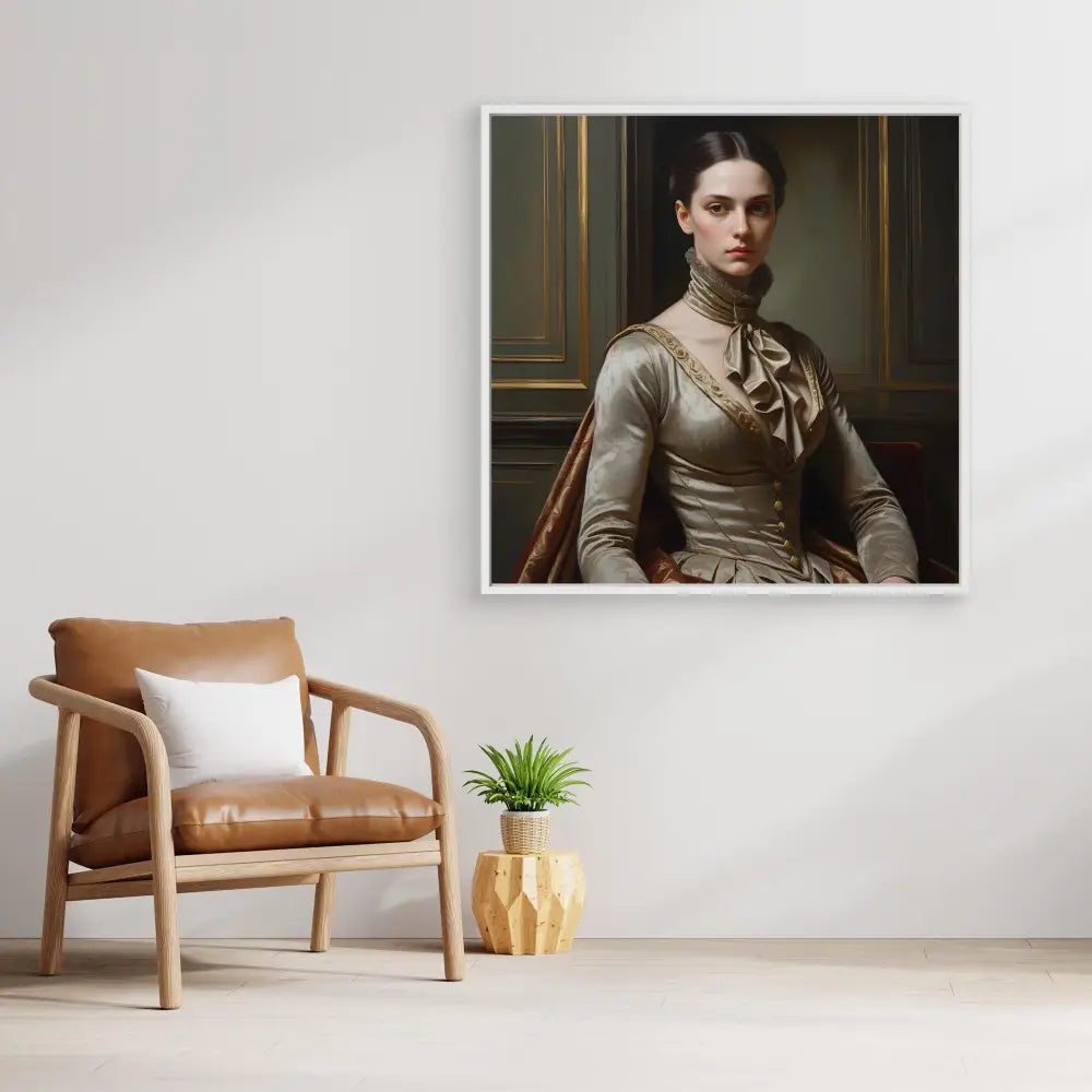 Classic Victorian-era portrait painting displayed in a white frame.