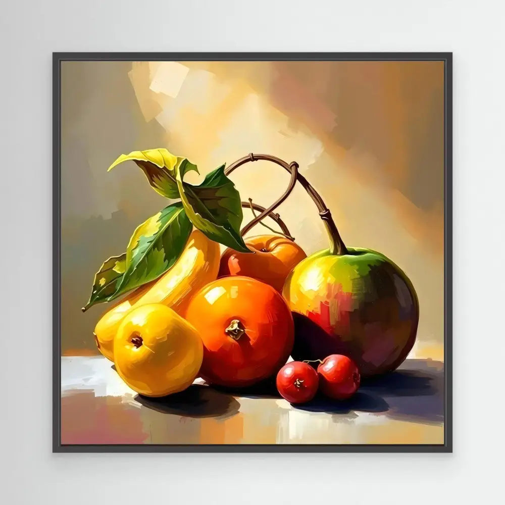 A collection of fresh fruits including pears, oranges, an apple, and cherries.