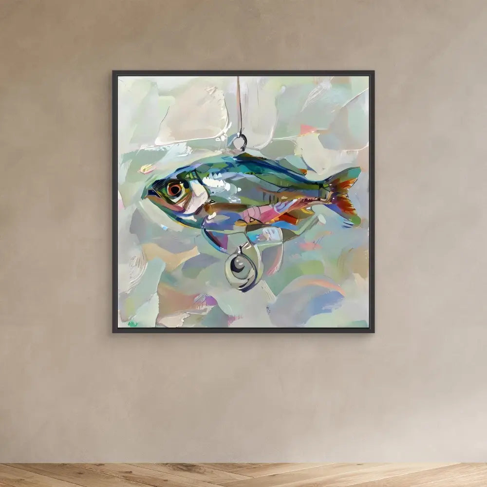 Colorful painted fish with vibrant blue, green and red tones.