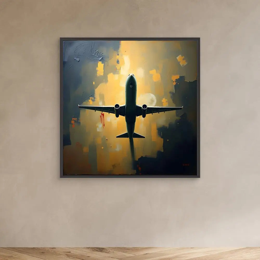 A commercial passenger aircraft silhouetted against the sky.