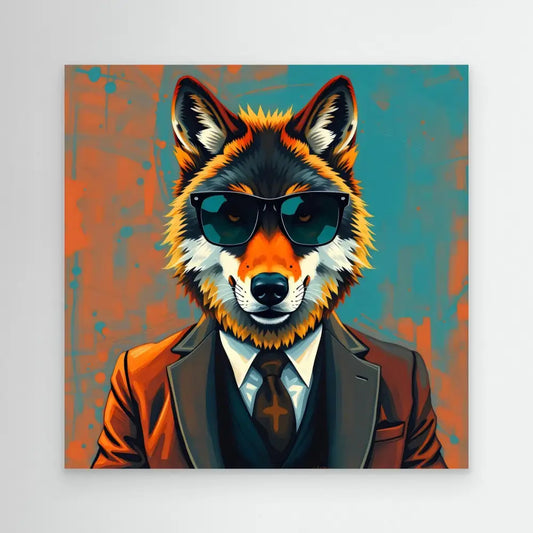 Cool fox wearing sunglasses and a business suit.