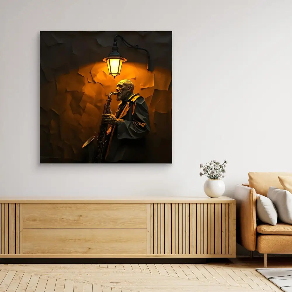 Dark artwork depicting a plague doctor illuminated by an amber street lamp.