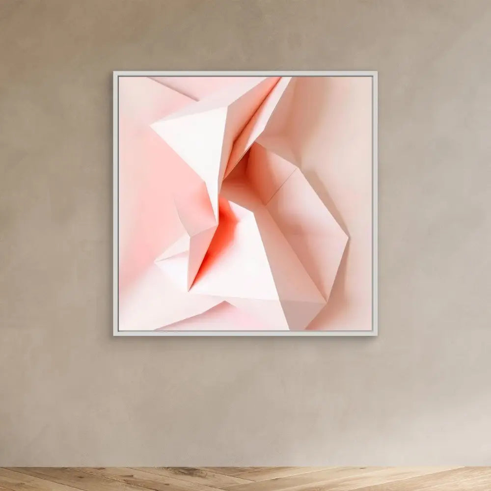 Delicate pink paper folded into abstract angular shapes.