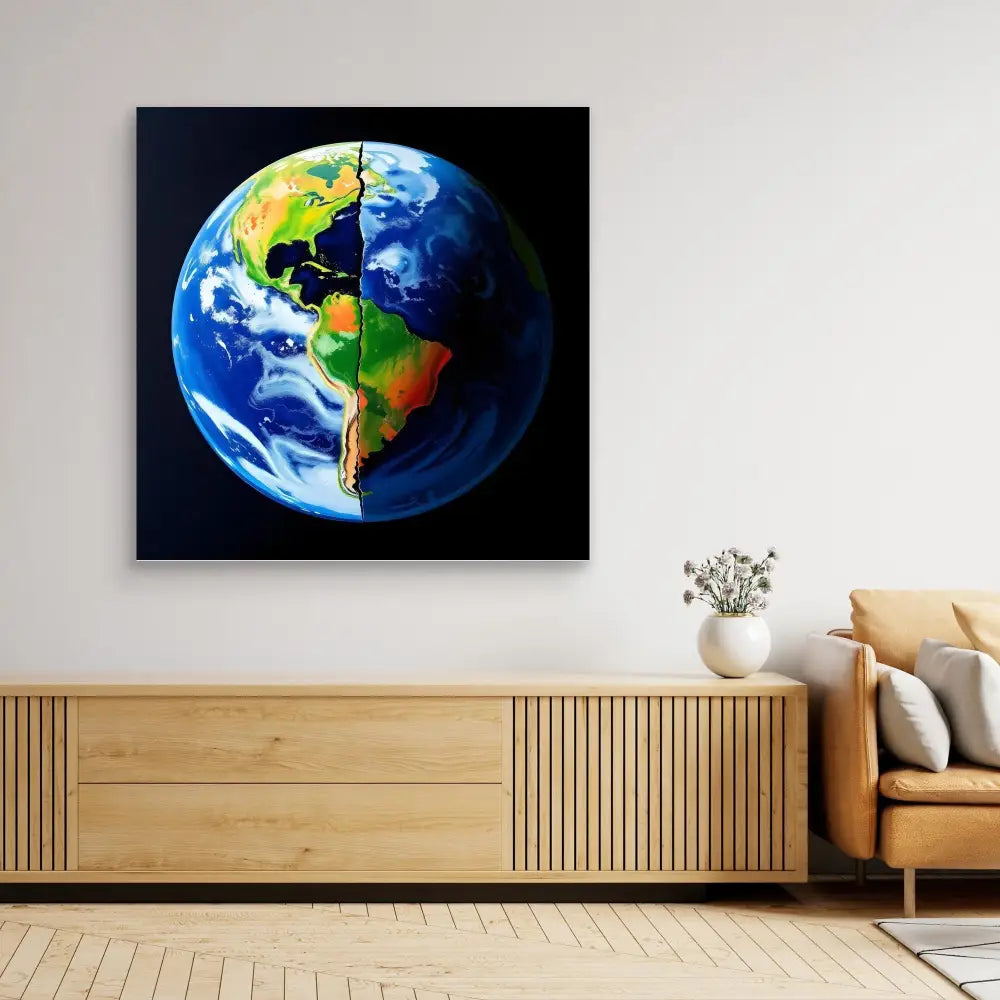 Earth depicted as a vibrant globe showing the Americas against a black background.