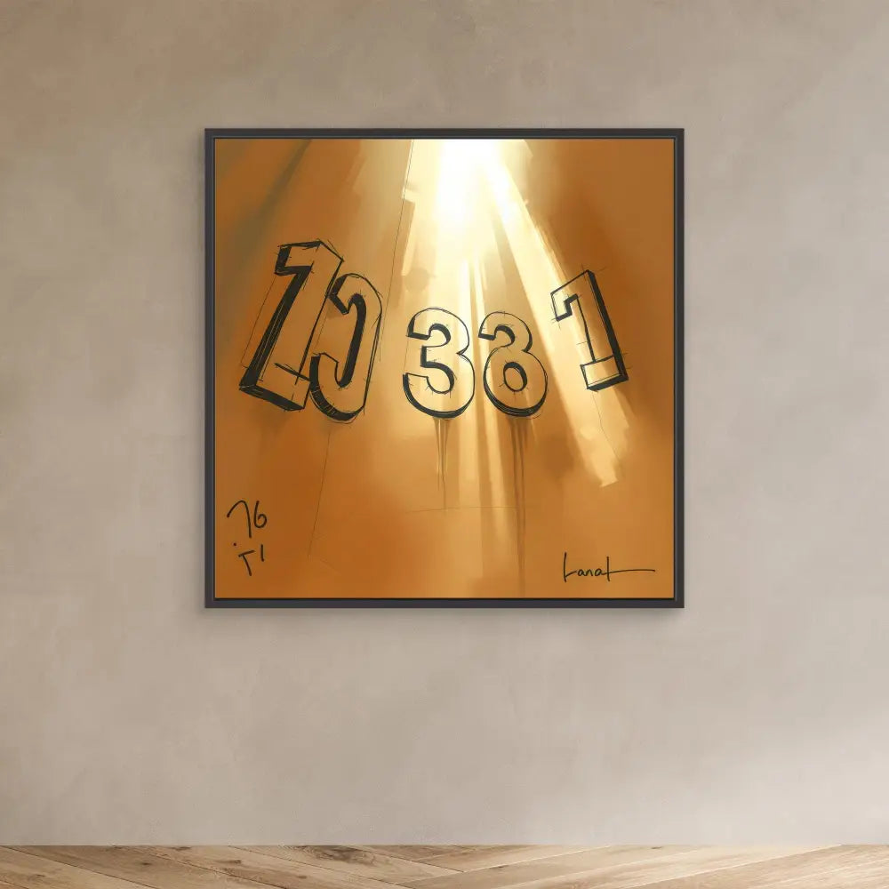 A framed golden artwork displaying the numbers ’1938’’ in stylized text.