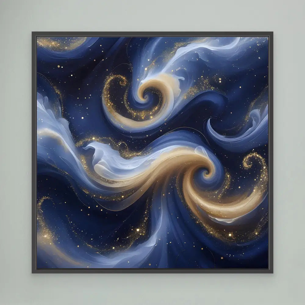 Swirling golden and blue cosmic patterns resembling Van Gogh’s Starry Night.