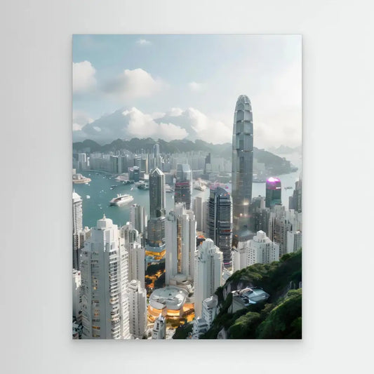 Hong Kong’s iconic skyline featuring dense skyscrapers and the distinctive IFC tower.