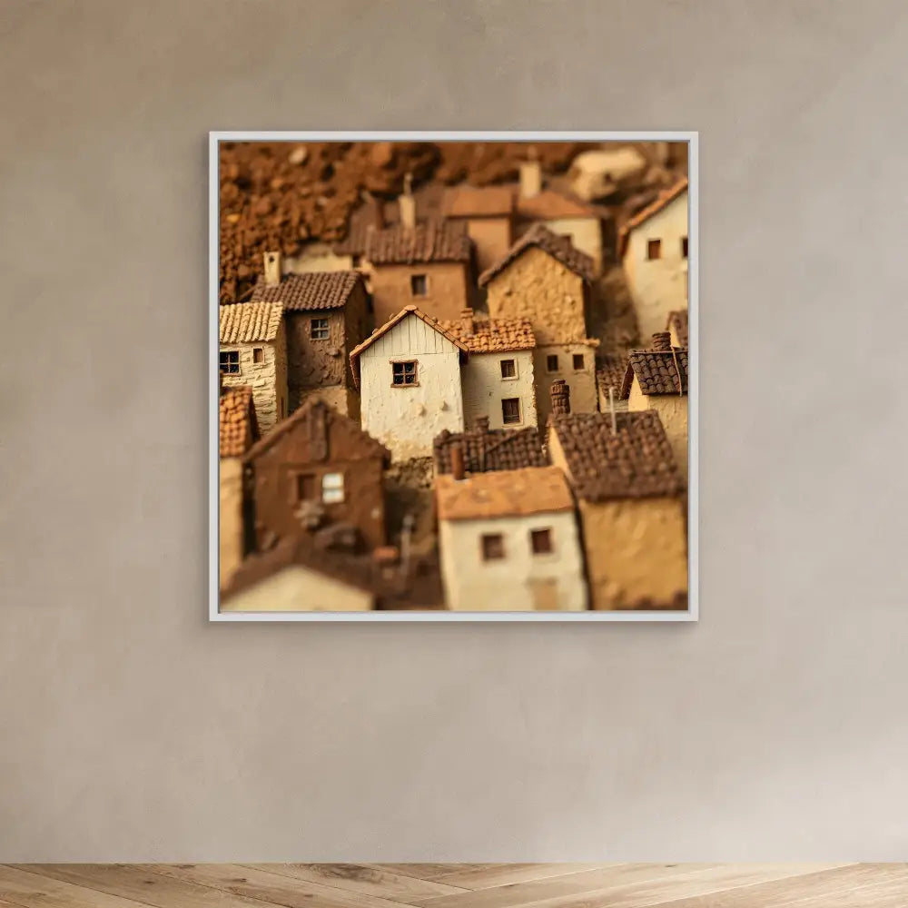 Tightly clustered Mediterranean-style houses with terracotta rooftops.