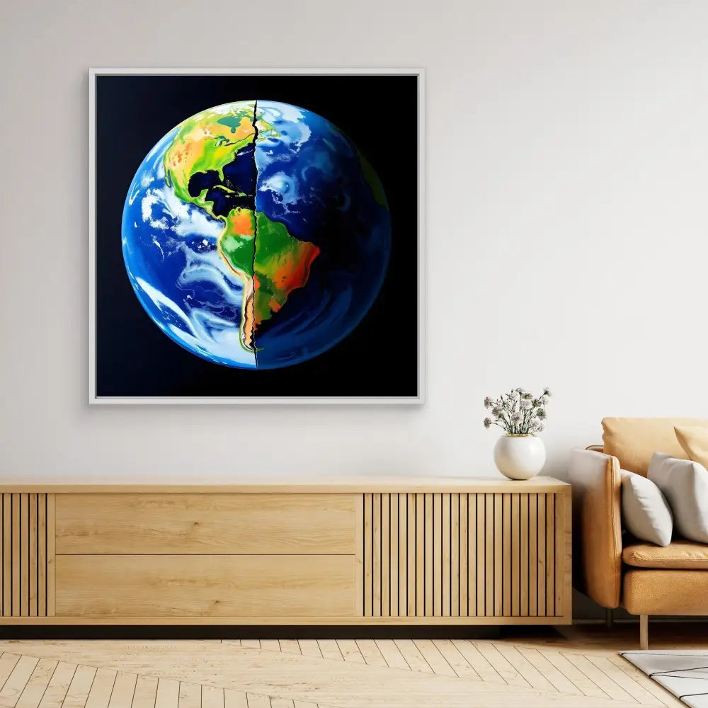 Vibrant artwork of Earth showing the Western Hemisphere against a black background.