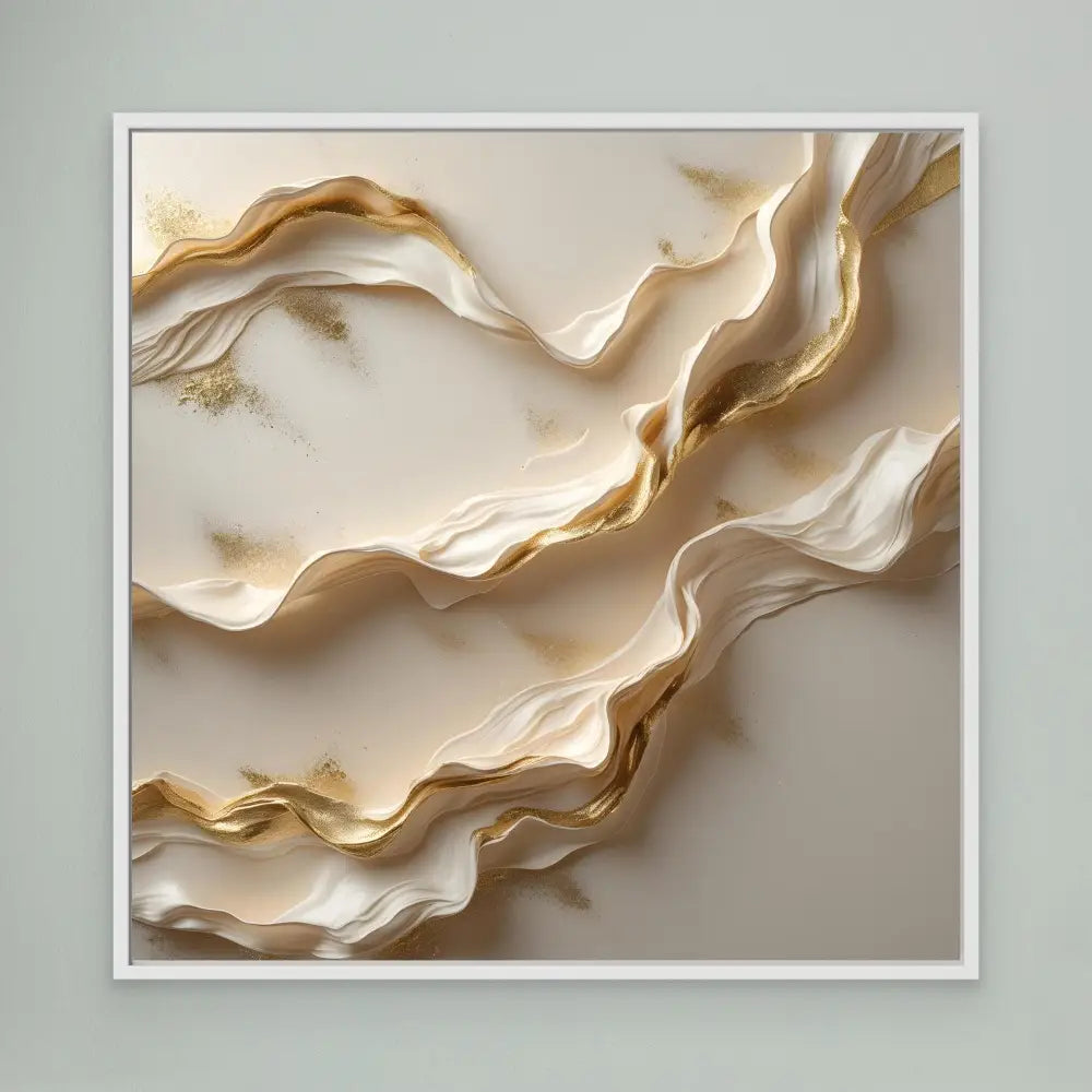 Wavy, layered paper art sculpture with flowing cream-colored ripples.