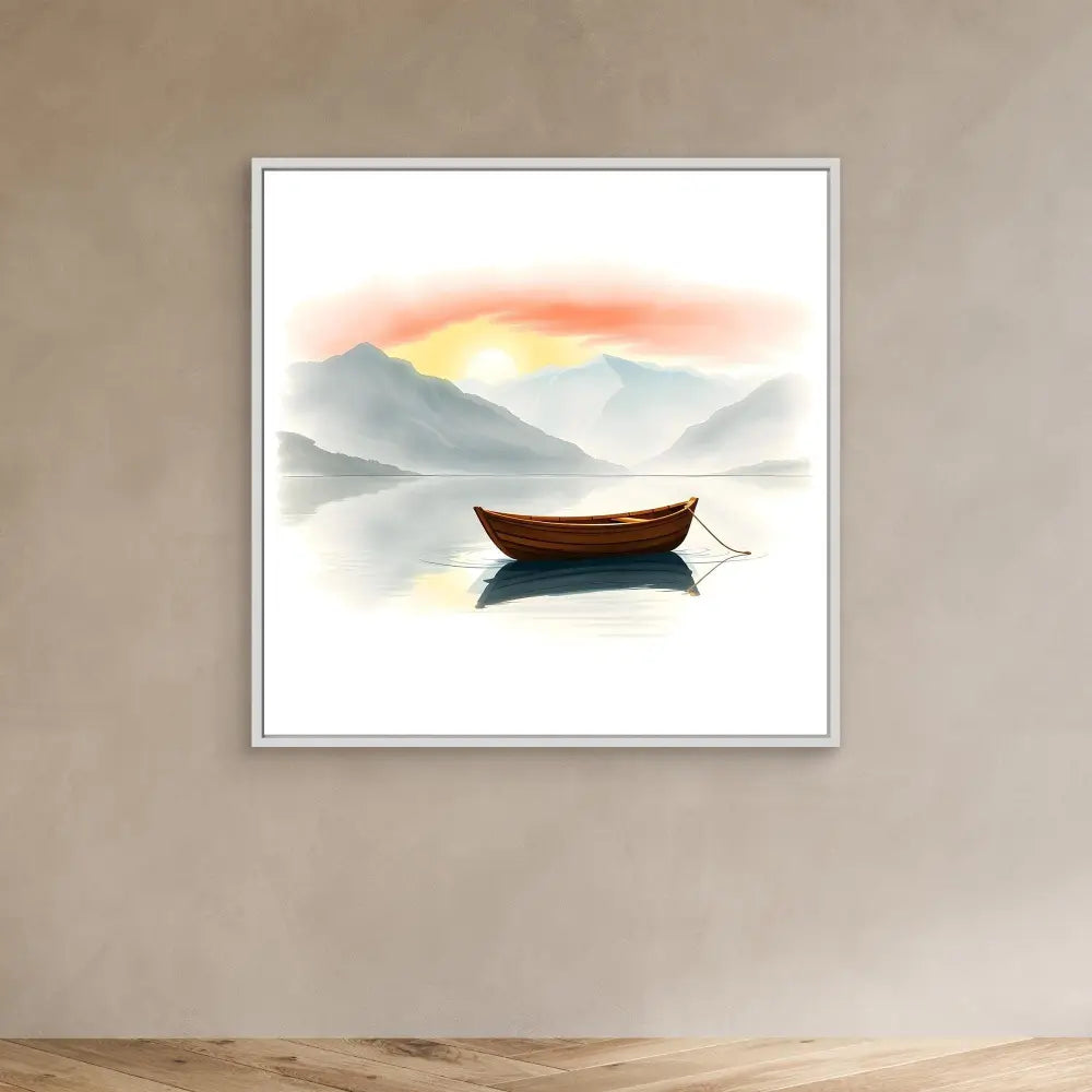 Wooden boat floating on calm water.