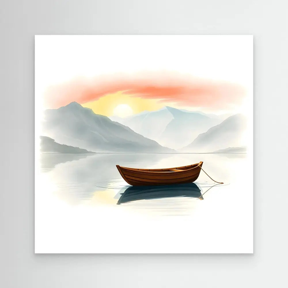 Wooden boat floating on calm water.